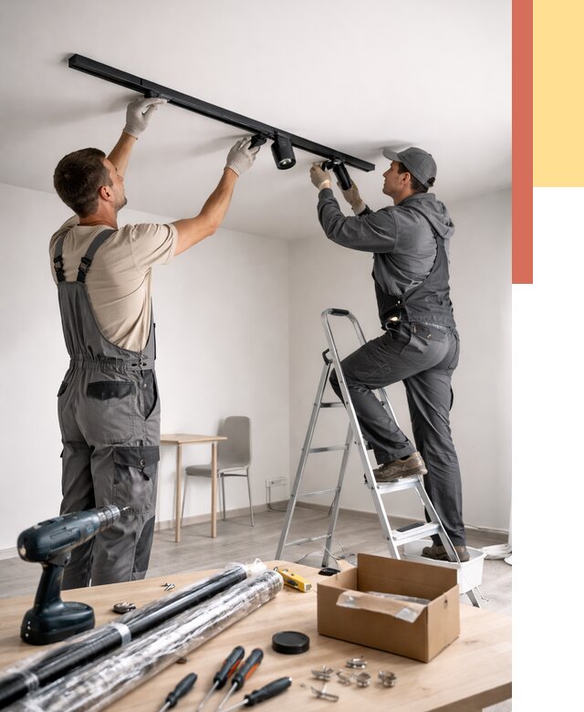 Установка трековых светильников в натяжной потолок в Георгиевске от 4329 руб. | ОТДЕЛОЧНИК-Грг