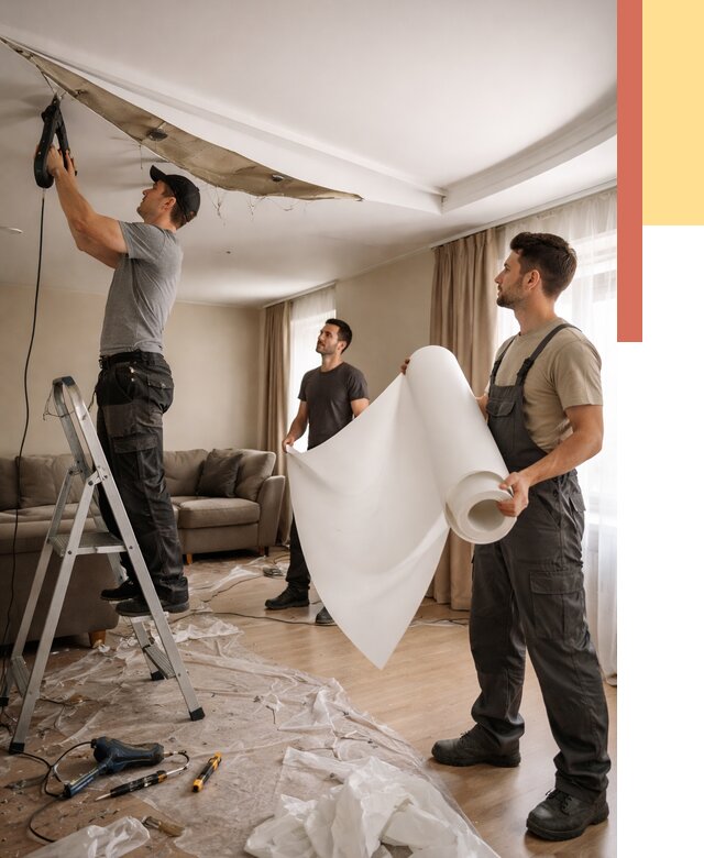 Замена полотна натяжного потолка в Георгиевске от 9792 руб. быстро и недорого | ОТДЕЛОЧНИК-Грг