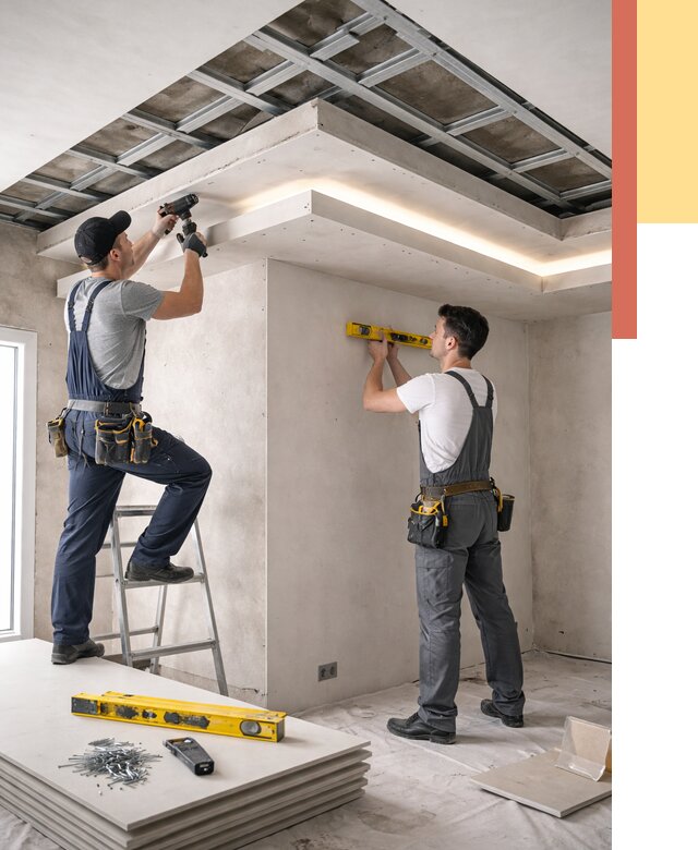 Двухуровневый потолок из гипсокартона в Георгиевске от 1495 руб. под ключ | ОТДЕЛОЧНИК-Грг