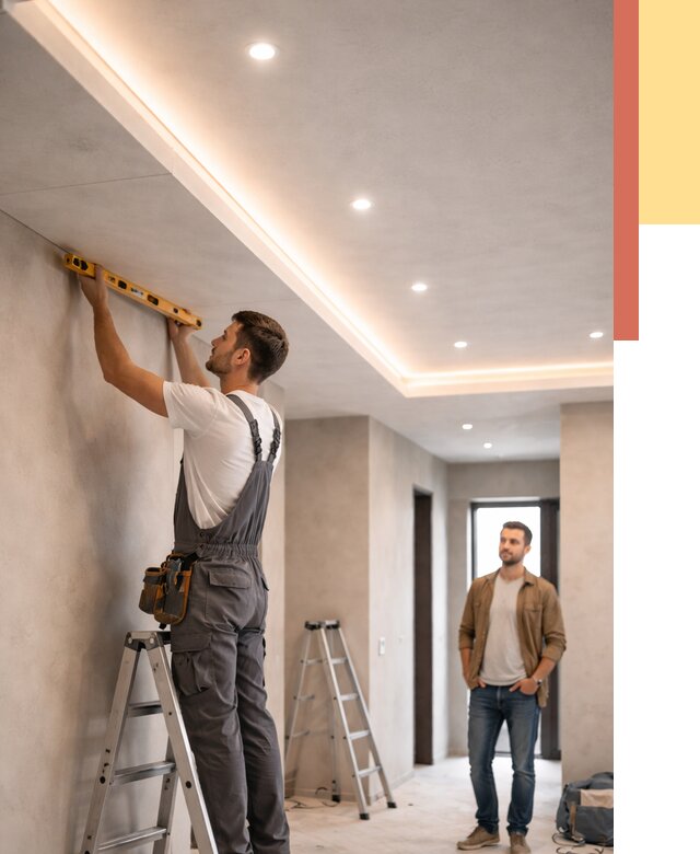 Потолок из гипсокартона с подсветкой в Георгиевске от 773 руб./м2 под ключ | ОТДЕЛОЧНИК-Грг