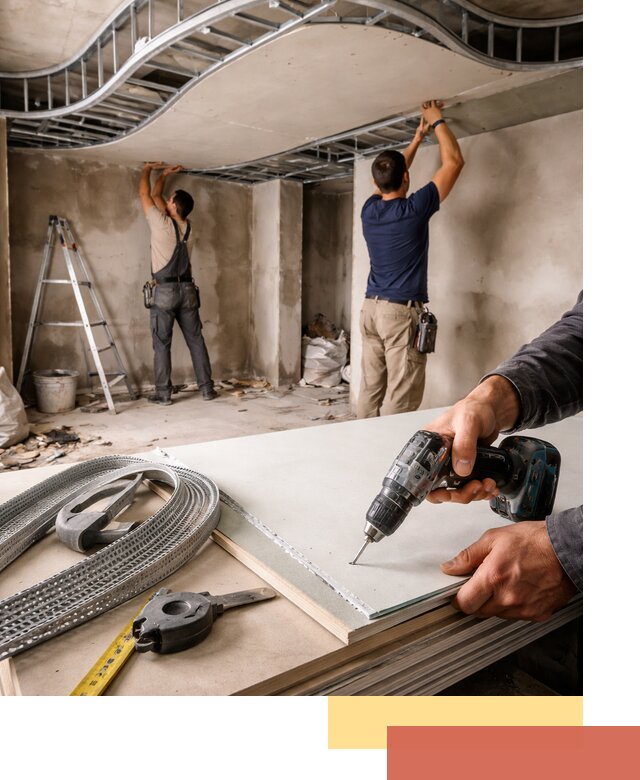 Криволинейный потолок из гипсокартона в Георгиевске — монтаж и отделка