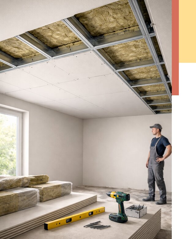 Звукоизоляция потолка ГКЛ в Георгиевске от 979 руб. — монтаж под ключ | ОТДЕЛОЧНИК-Грг