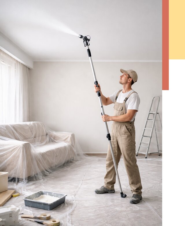 Покраска потолка краскопультом в Георгиевске от 4638 руб. быстро и недорого | ОТДЕЛОЧНИК-Грг